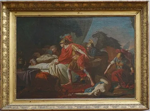 Achilles lays Hector's corpse at the feet of the body of Patroclus
