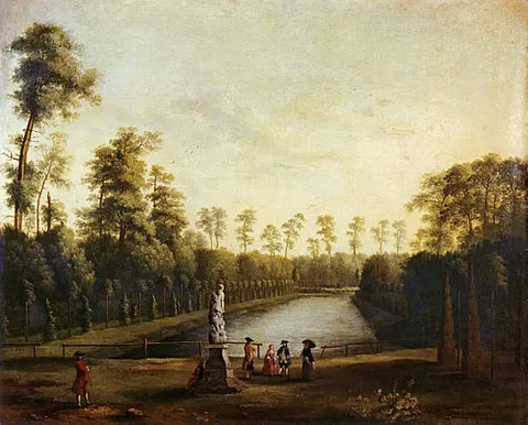 Park Landscape with the Goldfish Pond in the Berlin Tiergarten I (The Venus Pond in the Berlin Tiergarten with the Statue of Venus in the Foreground)