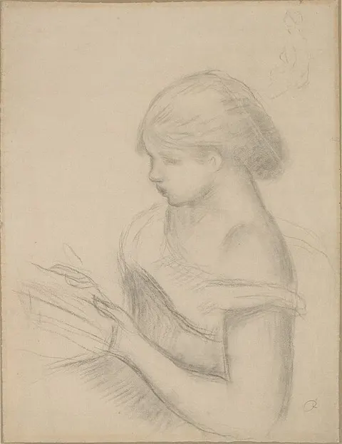 A Girl Reading (with a Sketch of Seated Woman)