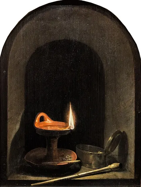 Still life of a Niche with Oil Lamp