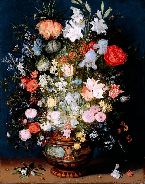 Bouquet of Flowers in a Ceramic Vase