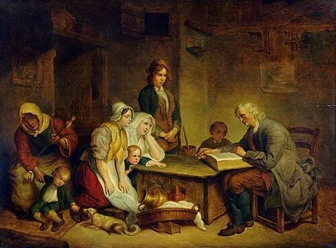 A Father Reading the Bible to His Family