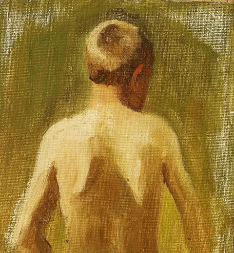 Study showing the back of a boy.