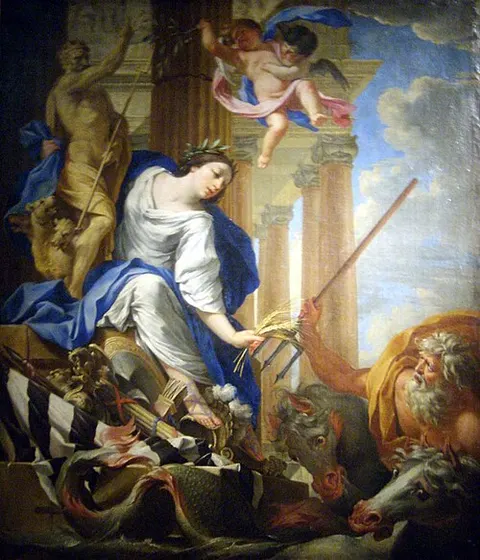 Ceres pisoteando los atributos de la guerra