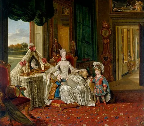Queen Charlotte (1744-1818) with her Two Eldest Sons