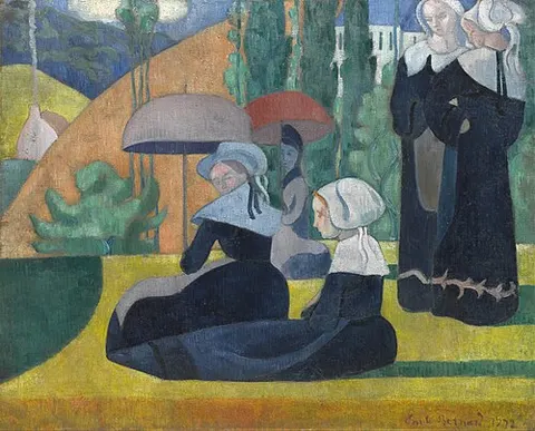 Breton Women with umbrellas