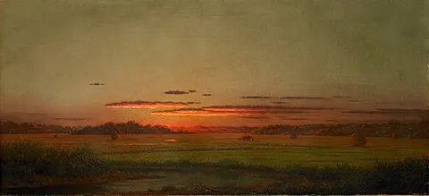 Sunset, Haywagon in the Distance