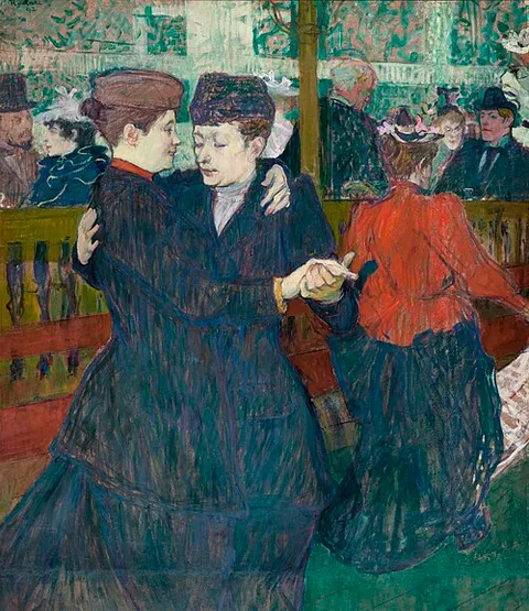 En el Moulin Rouge: dos mujeres bailando