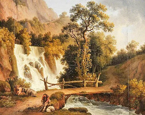 Landscape with a Waterfall and a Cowherd