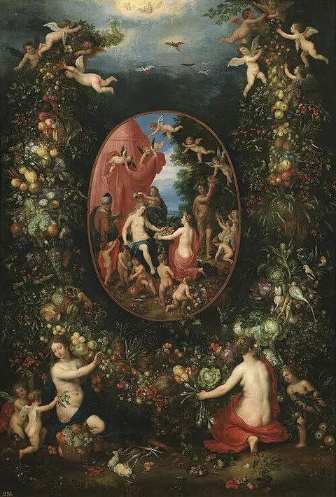 Cibeles and the seasons within a festoon of fruit