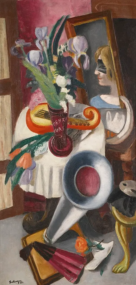 Still Life with Gramophone and Irises