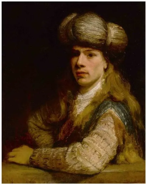 Portrait of a young man behind a balustrade, possibly a self-portrait of the artist
