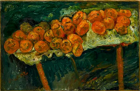 Les Oranges sur fond vert