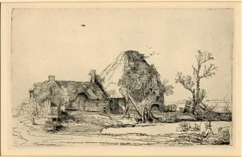 Cottage Farm by Rembrandt Van Rijn - Rembrandt van Rijn