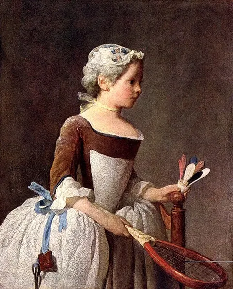 Muchacha con el juego de la pluma