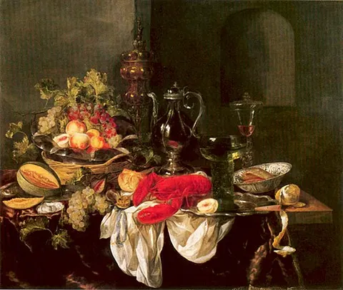 Still Life with Gilt Cup, Silver Ewer and Lobster