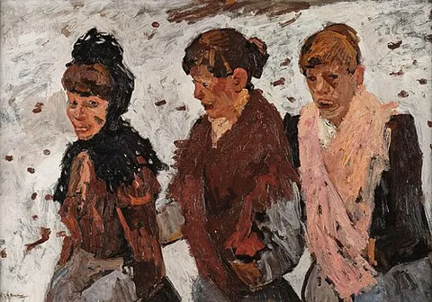 Three women in the snow
