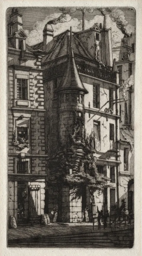 Etchings of Paris:  House with a Turret, Weavers' Street