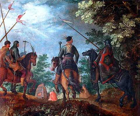 Polish Cavalry Marching through the Woods