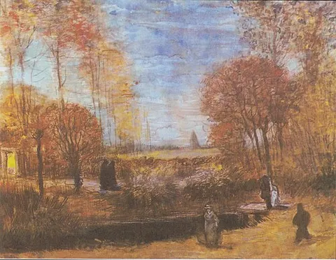 The rectory garden in Nuenen with Pond and Figures
