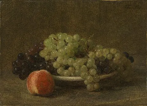 Still Life with Grapes and a Peach