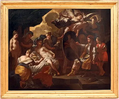 Zeuxis paints the portrait of Venus choosing the girls of Croton as models