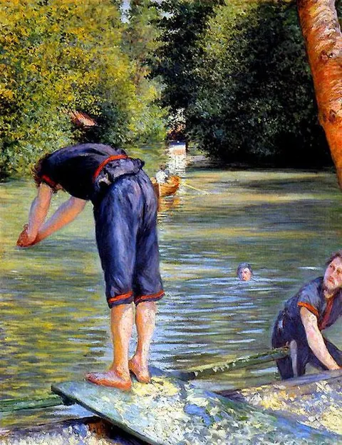 Bañista a punto de zambullirse