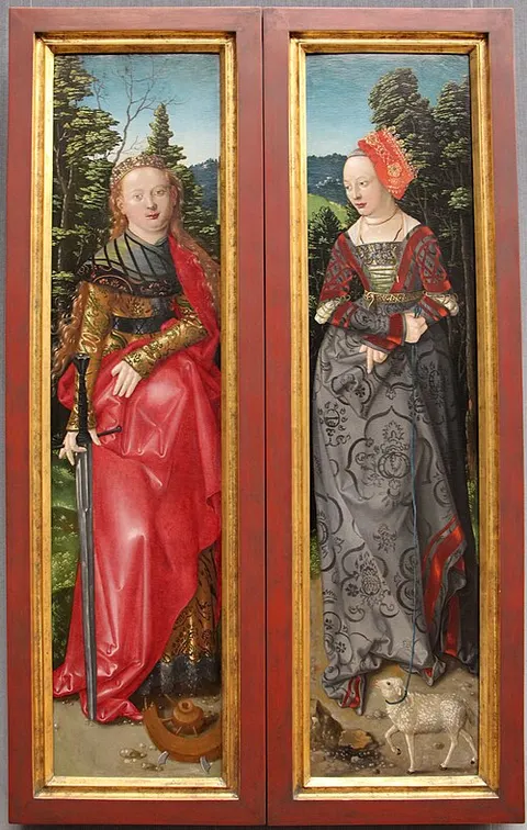Der Dreikönigsaltar Außentafeln: Die Heiligen Katharina und Agnes