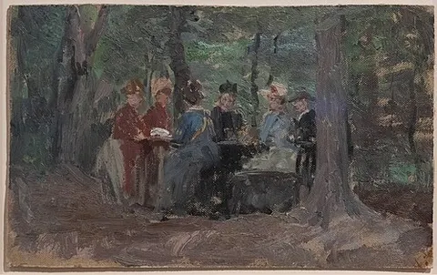 Biergarten mit Figuren