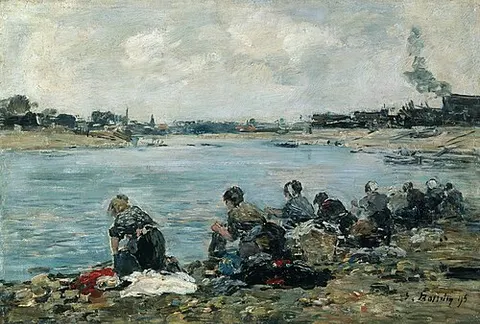 Washingwomen on the shore of the Touques