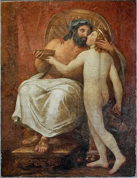 Zeus kisses Ganymede