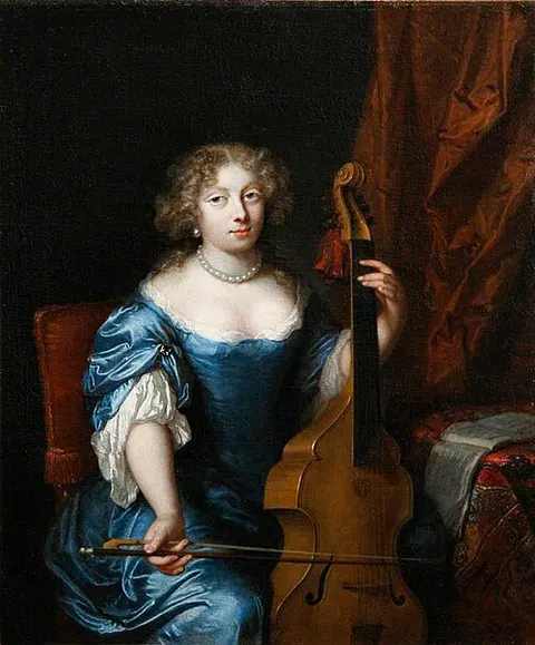 A Lady playing a Viola da Gamba