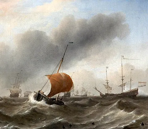 Dutch Shipping in a Heavy Swell with a Small Hoeker