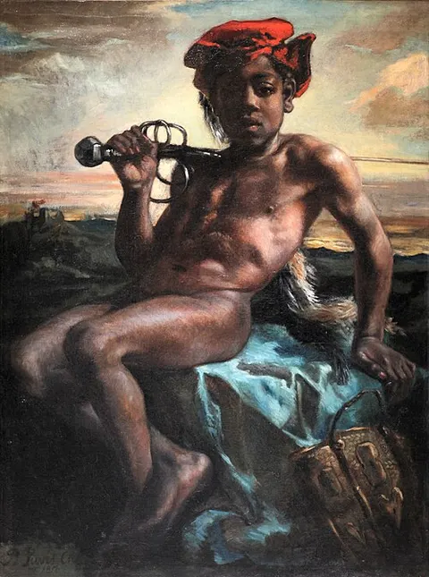Joven negro con una espada