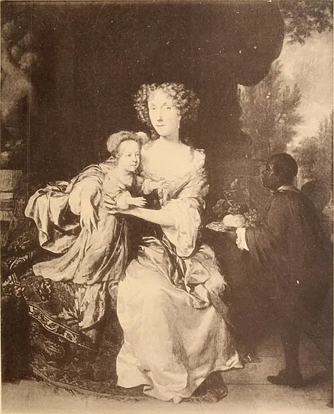 Portrait of a lady with her daughter and a servant