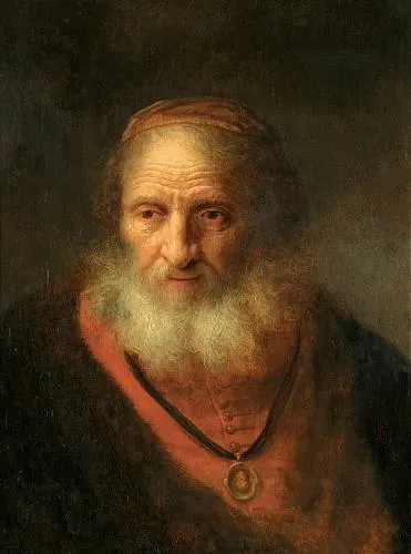 Bust of an old man with a beard and medal