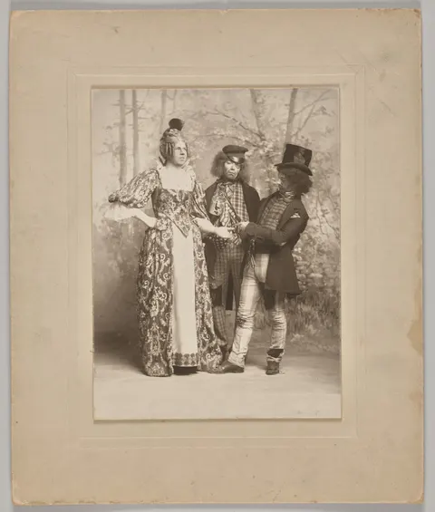 Untitled (theatrical scene with 3 figures: the palm reader)