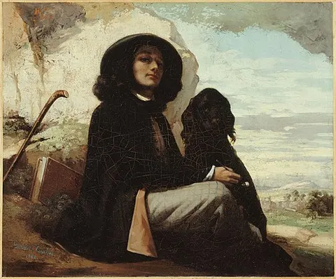 Autorretrato con perro negro
