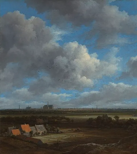 Vista de Haarlem desde el noroeste, con campos blancos el primer plano