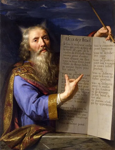 Moses presenting the tablets of the law