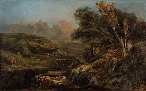 Hilly Landscape with an Angler