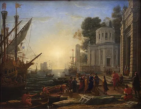 Puerto con el desembarque de Cleopatra en Tarso