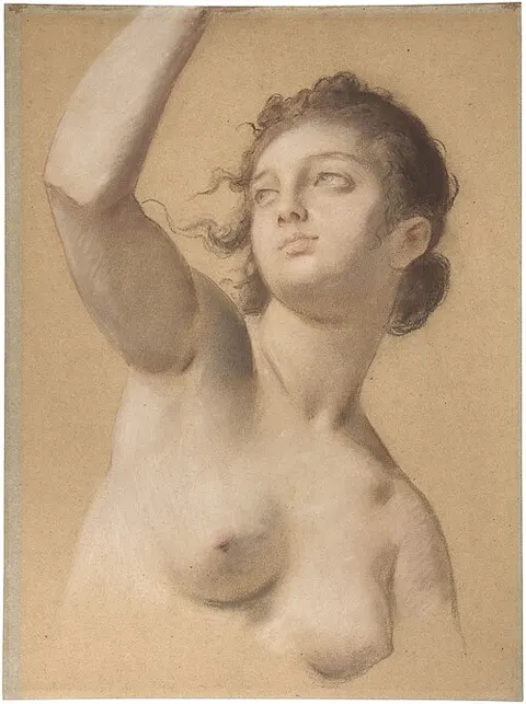 Study of a nude, her right arm raised