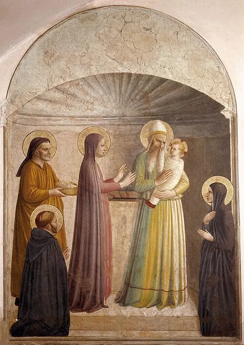 Fresco en el monasterio dominicano de San Marco en Florencia, Escena: La Presentación en el Templo, detalle