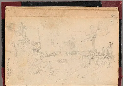 Sketch of a courtyard among residential buildings