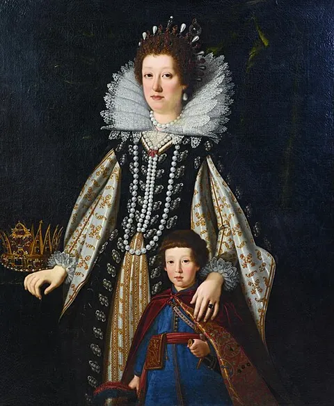 Portrait of Maria Maddalena of Austria and her son Ferdinando in Polish costume