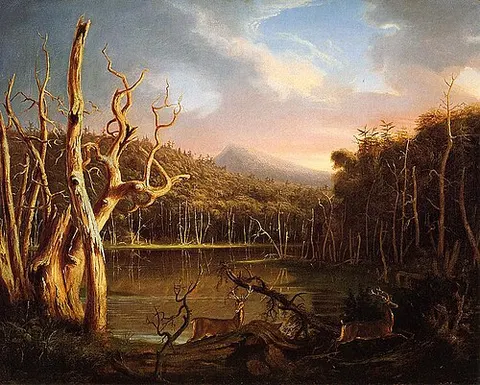 Lago con árboles muertos