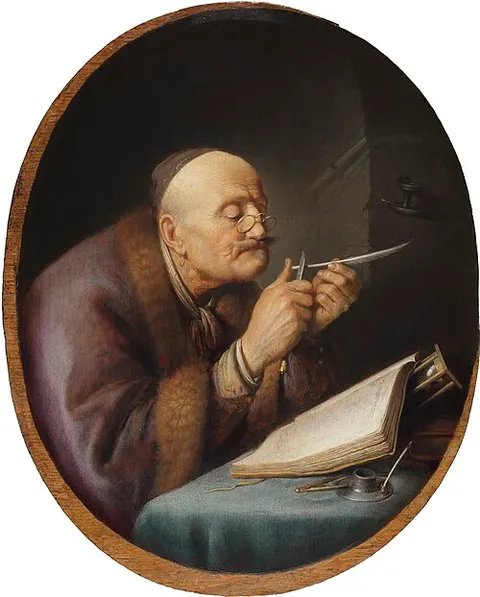 A Scholar Sharpening his Quill