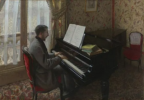 Young Man Playing the Piano (Martial Caillebotte)