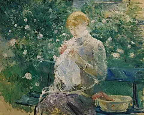 Pasie cousant dans le jardin de Bougival